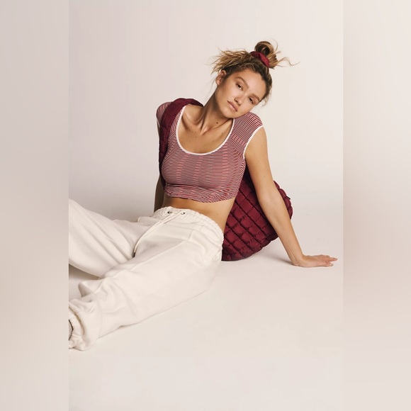 FREE PEOPLE | NWOT Whats The Scoop Baby Tee in Red Combo - Picture 2 of 4